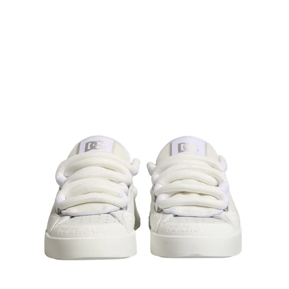 Hvide Dolce & Gabbana sneakers i kalveskindslæder med minimalistisk design