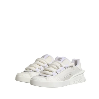 Hvide Dolce & Gabbana sneakers i kalveskindslæder med chunky sål og tekstureret overdel