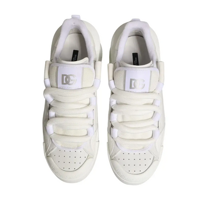 Dolce & Gabbana white calfskin leather low top sneakers with perforated toe box