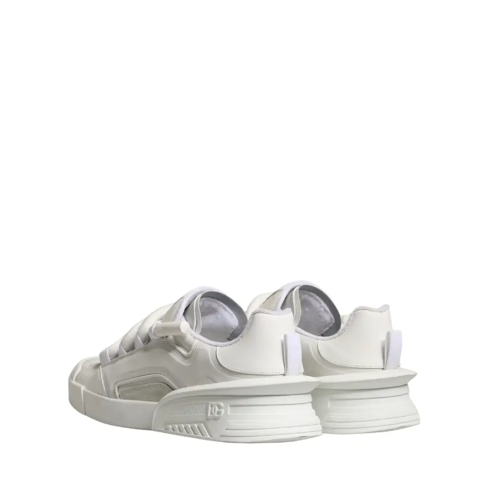 Dolce & Gabbana white calfskin leather low top sneakers with chunky sole and velcro straps