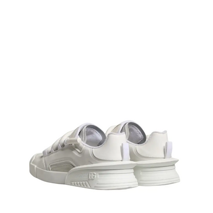 Dolce & Gabbana white calfskin leather low top sneakers with chunky sole and velcro straps