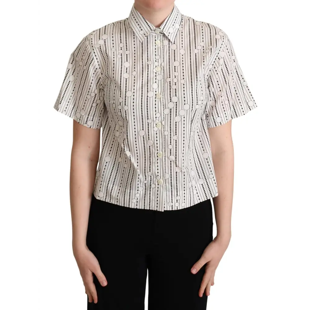 Dolce & Gabbana white circles dots collared button-up shirt