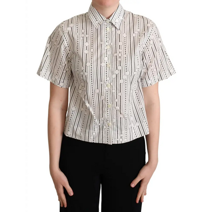 Dolce & Gabbana white circles dots collared button-up shirt