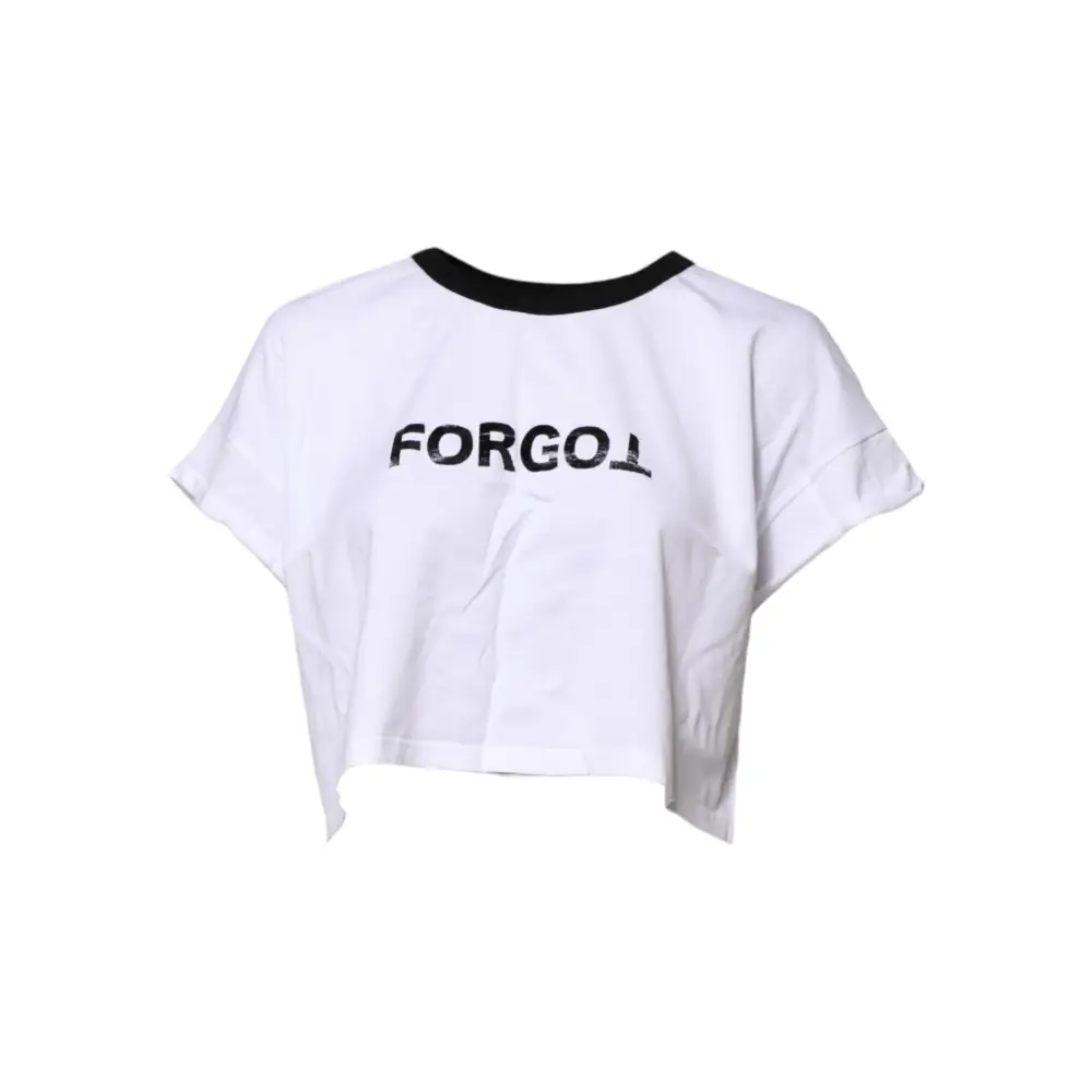 Dolce & Gabbana gabbana white cotton cropped t-shirt with forgot print