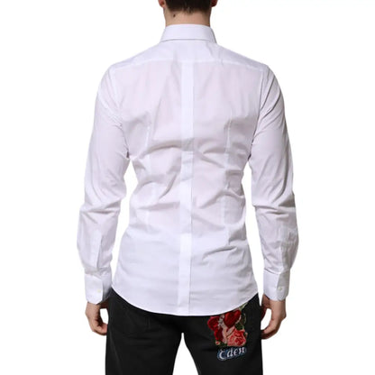 Dolce & Gabbana White Cotton GOLD Long Sleeves Formal Shirt