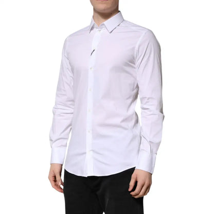Dolce & Gabbana White Cotton GOLD Long Sleeves Formal Shirt