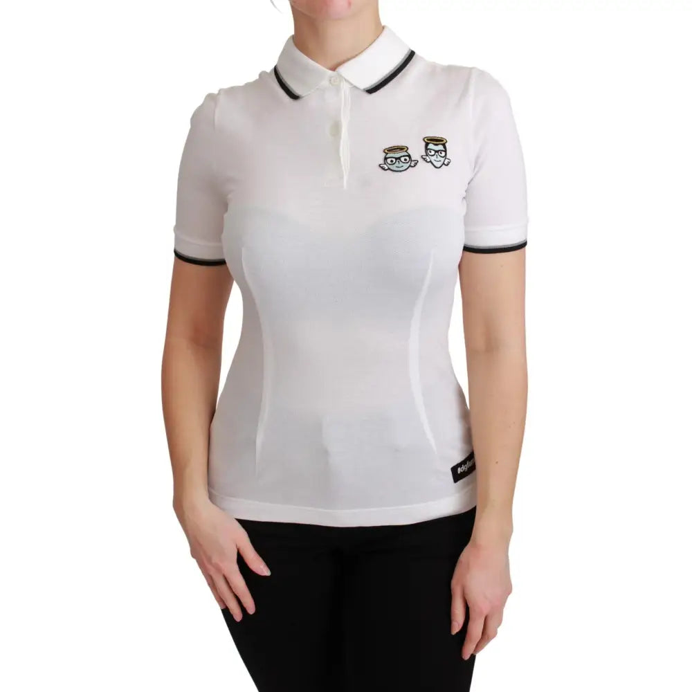 Dolce & Gabbana White Cotton Polo #dgfamily T-shirt