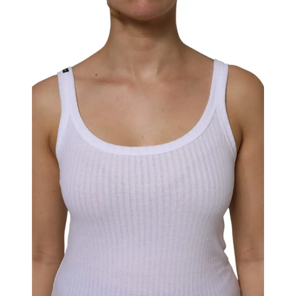 Hvid bomuld tank top fra Dolce & Gabbana med rund hals