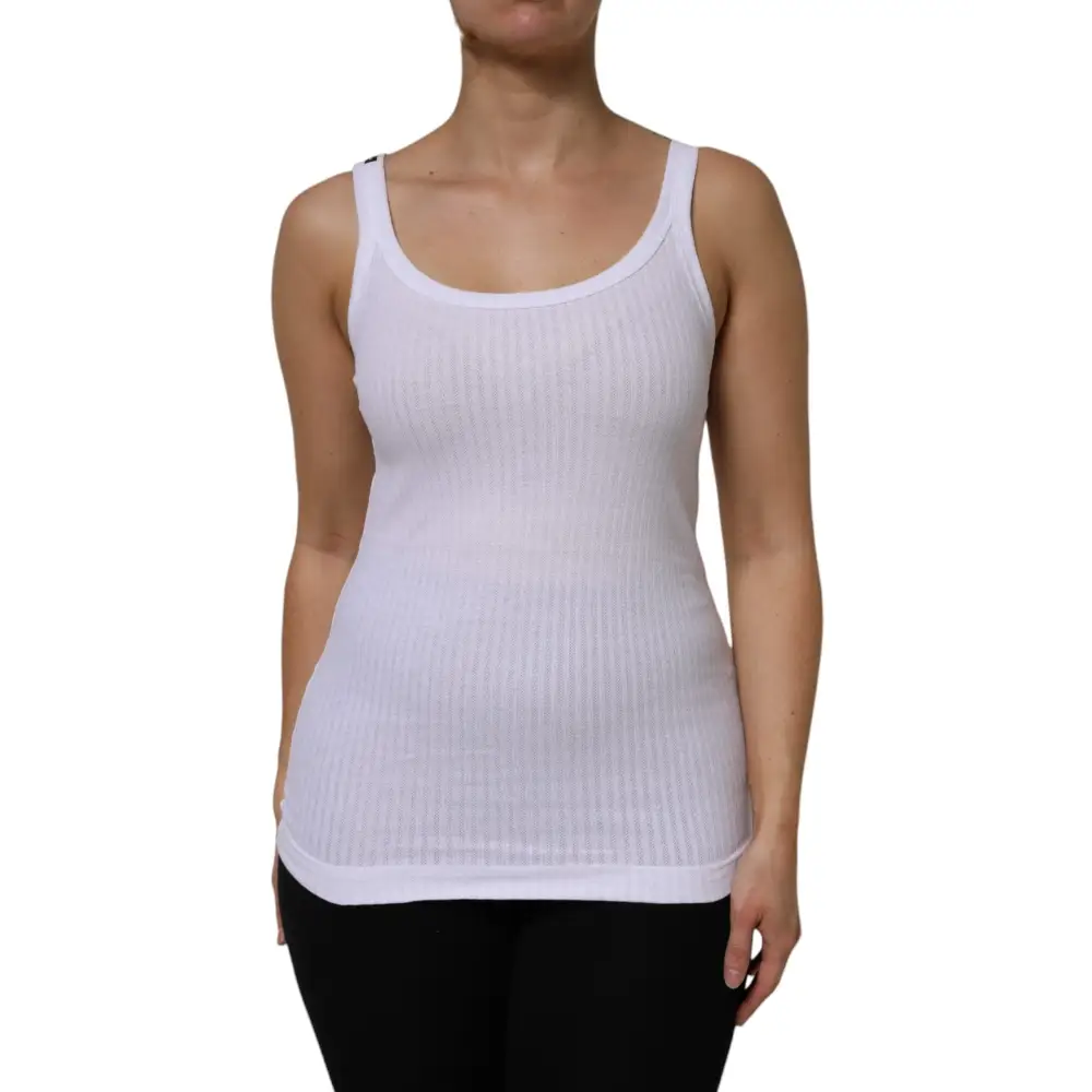 Hvid ribbet bomuldstanktop fra Dolce & Gabbana