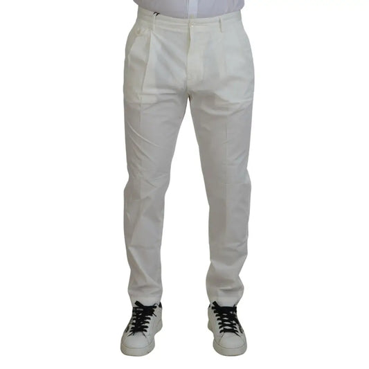Dolce & Gabbana White Cotton Skinny Chino Pants