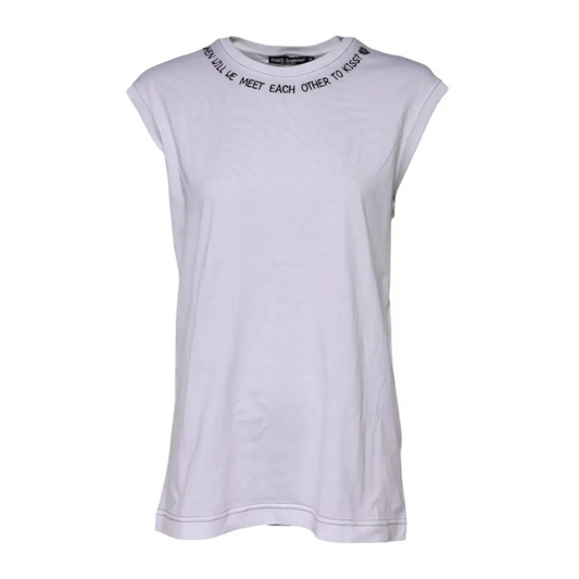 Hvid Dolce & Gabbana tank top med tryk: Will we meet each other to kiss?
