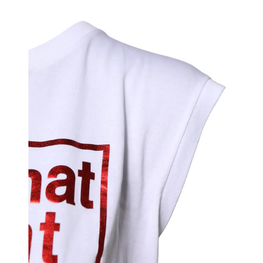 Dolce & Gabbana White Floral Graphic Print Sleeveless Tank Top - T-shirts