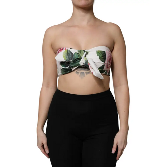 Hvidt Dolce & Gabbana bustier corset top med floral mønster, spar 30-70% på mode
