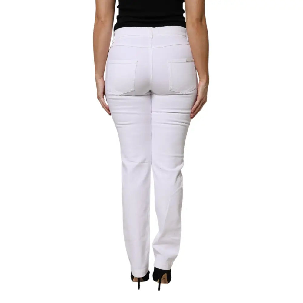 Dolce & Gabbana White Floral Sequined GIRLY Denim Jeans