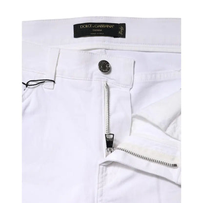 Dolce & Gabbana White Floral Sequined GIRLY Denim Jeans