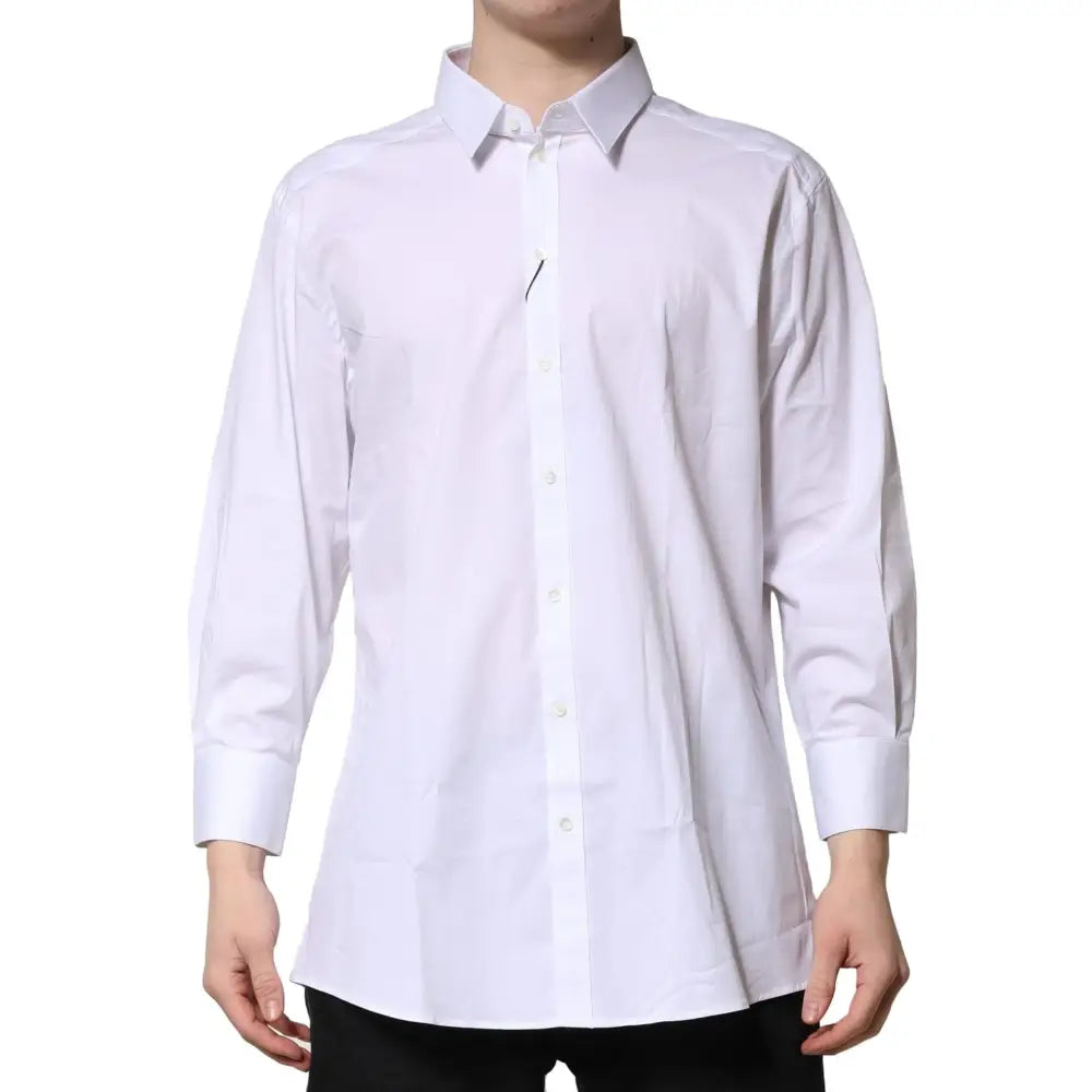 Dolce & Gabbana White GOLD Long Sleeves Dress Formal Shirt