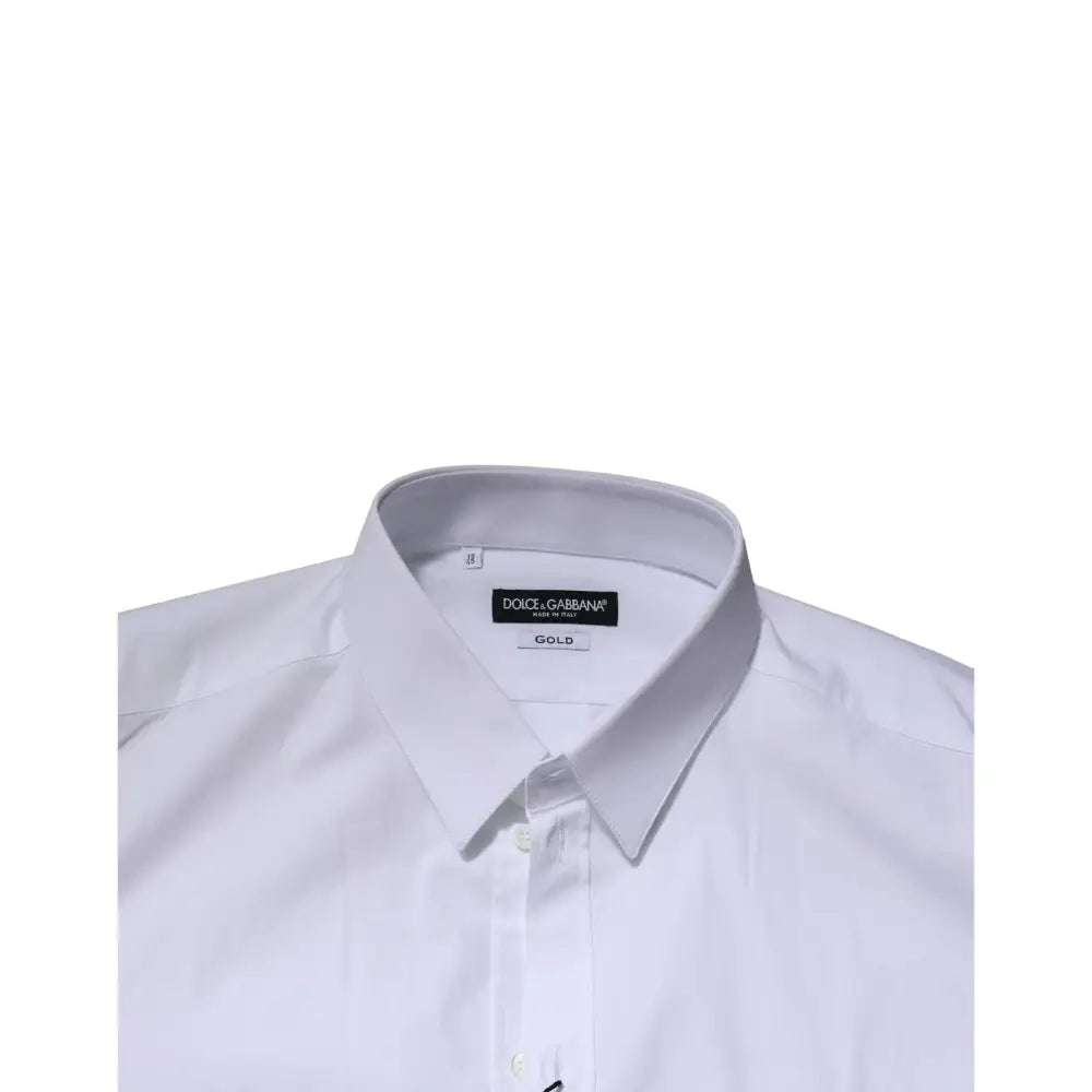 Dolce & Gabbana White GOLD Long Sleeves Dress Formal Shirt
