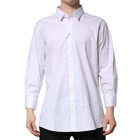 Dolce & Gabbana White GOLD Long Sleeves Dress Formal Shirt