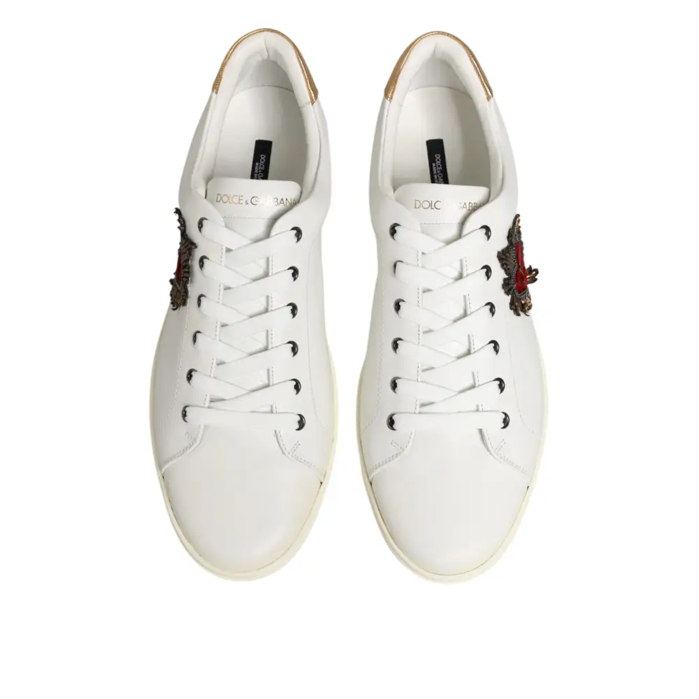 Dolce & Gabbana White Heart Embellished Sneakers Shoes