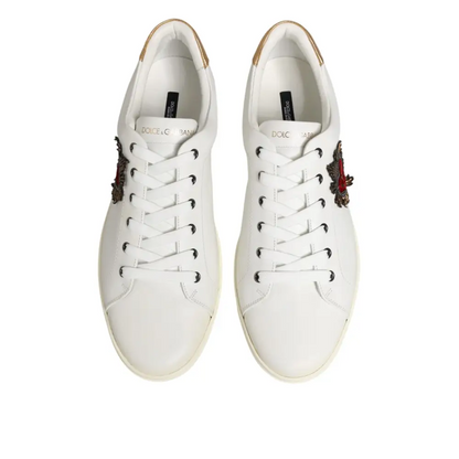 Dolce & Gabbana White Heart Embellished Sneakers Shoes