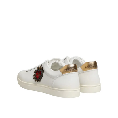 Dolce & Gabbana White Heart Embellished Sneakers Shoes