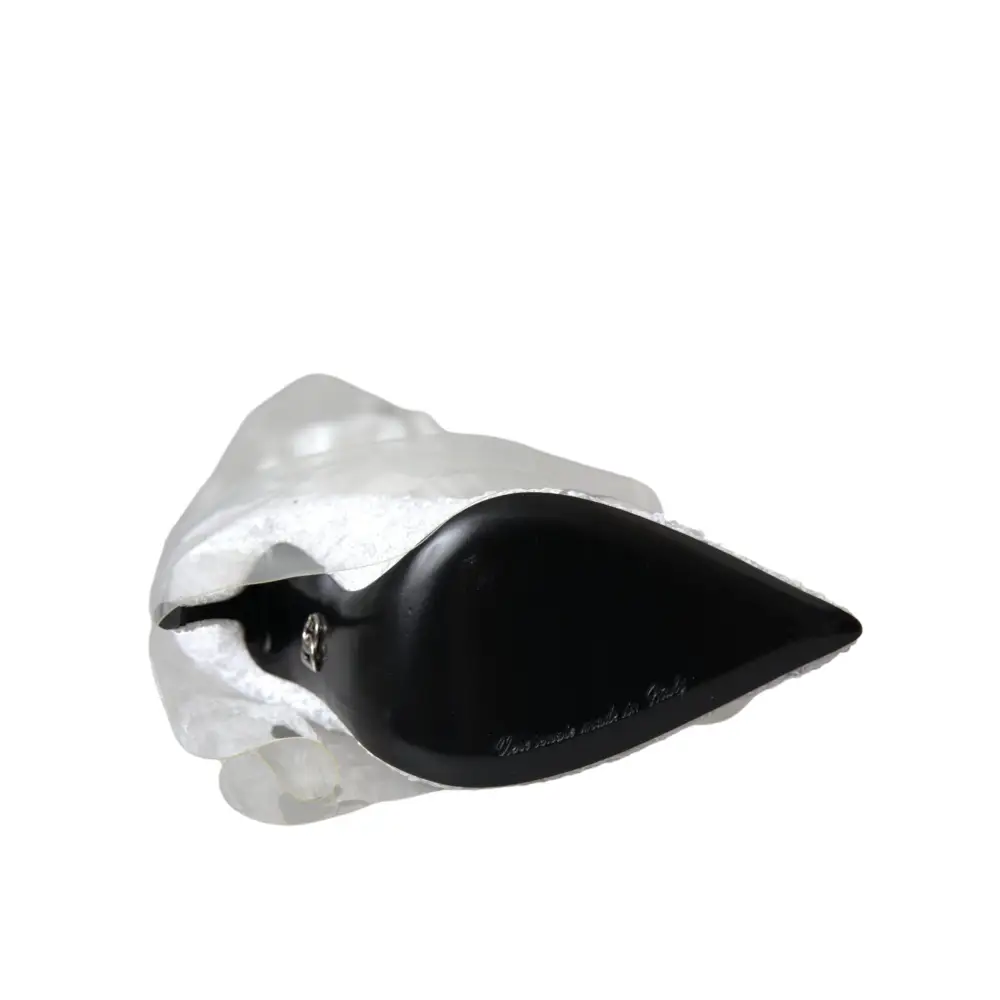 Dolce & Gabbana white heels stiletto med sølv og sort glans