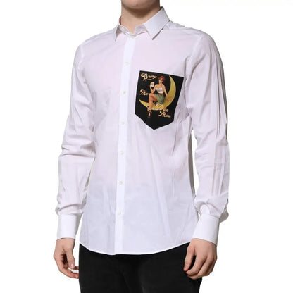 Dolce & Gabbana White MARTINI Long Sleeves Men Formal Shirt