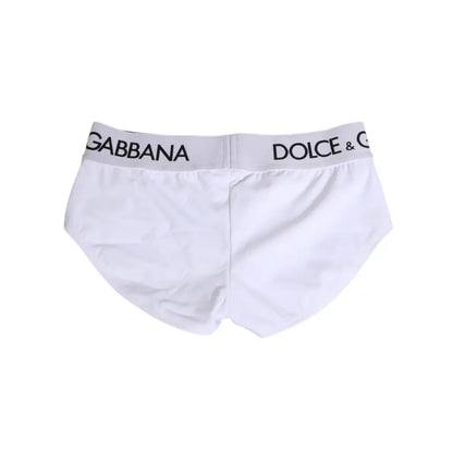 Dolce & Gabbana White Nylon Logo Waistband Shorts Underwear