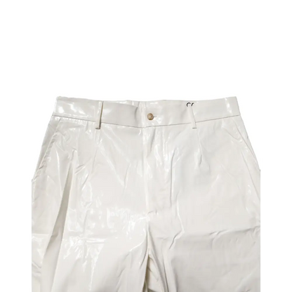 Dolce & Gabbana hvide glansfulde læderbukser, outlet mærkevarer, spar 30-70%