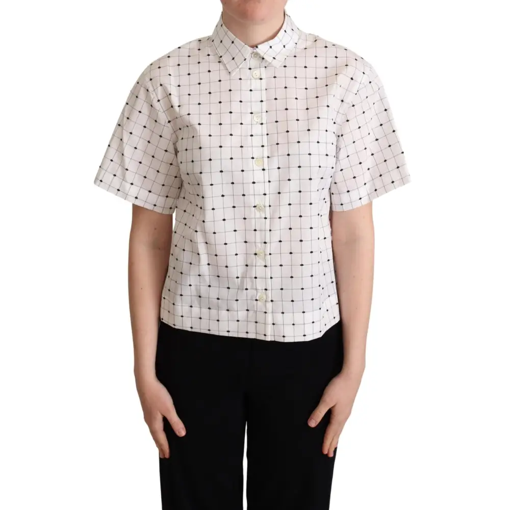 Dolce & Gabbana hvid polka dot bomuldsskjorte, 100% originale brands