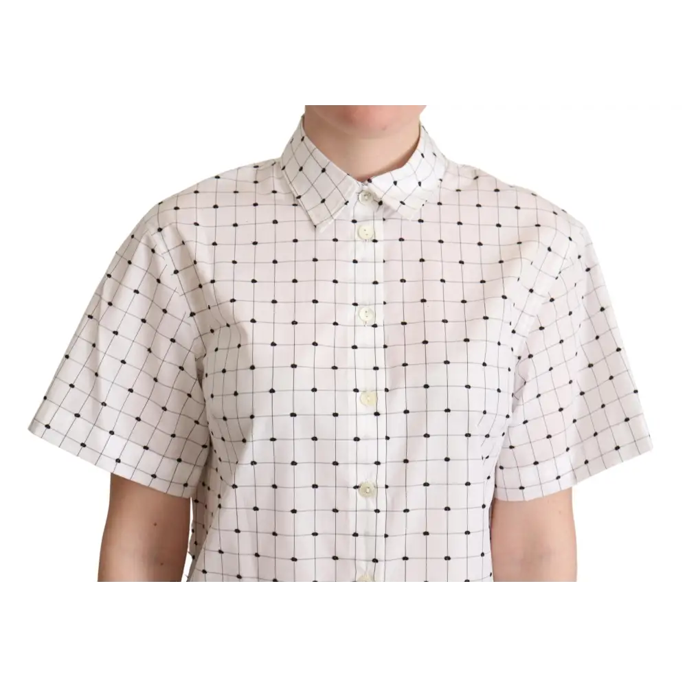 Dolce & Gabbana hvid polka dot bomuldsskjorte, 100% originale brands