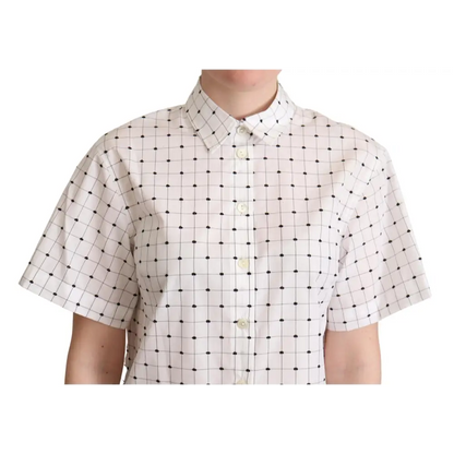 Dolce & Gabbana hvid polka dot bomuldsskjorte, 100% originale brands