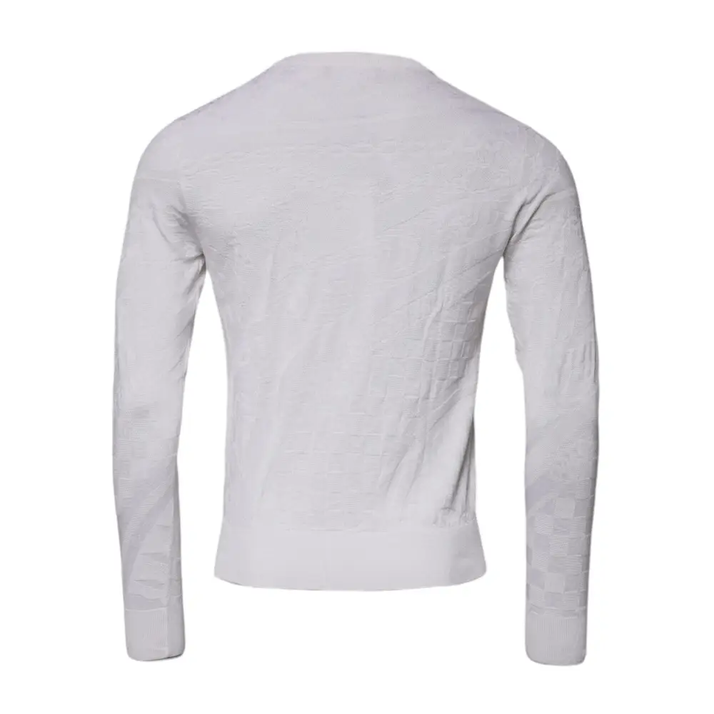Dolce & Gabbana White Silk Crew Neck Men Pullover Sweater - Sweaters