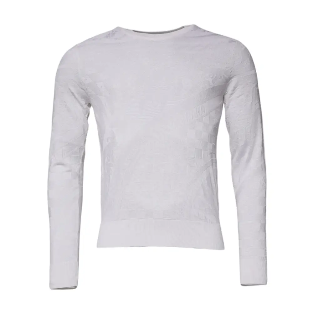 Dolce & Gabbana White Silk Crew Neck Men Pullover Sweater - Sweaters