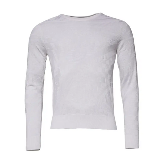 Dolce & Gabbana White Silk Crew Neck Men Pullover Sweater - Sweaters