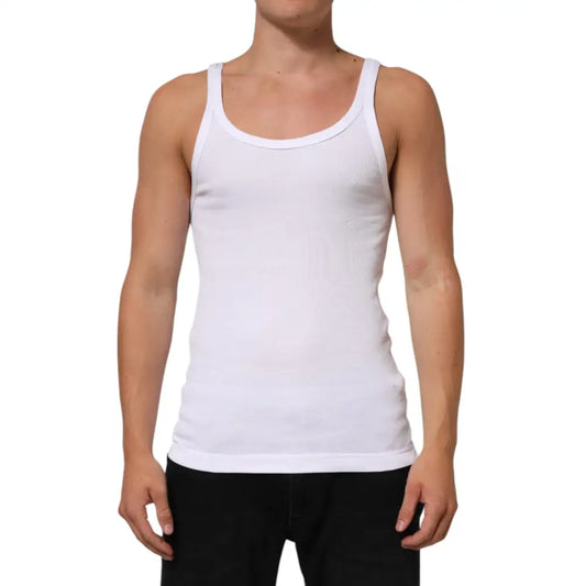Dolce & Gabbana White Sleeveless Round Neck Tank Top T-shirt