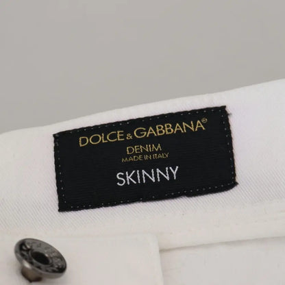 Dolce & Gabbana White Slim Skinny Stretch Cotton Denim Jeans