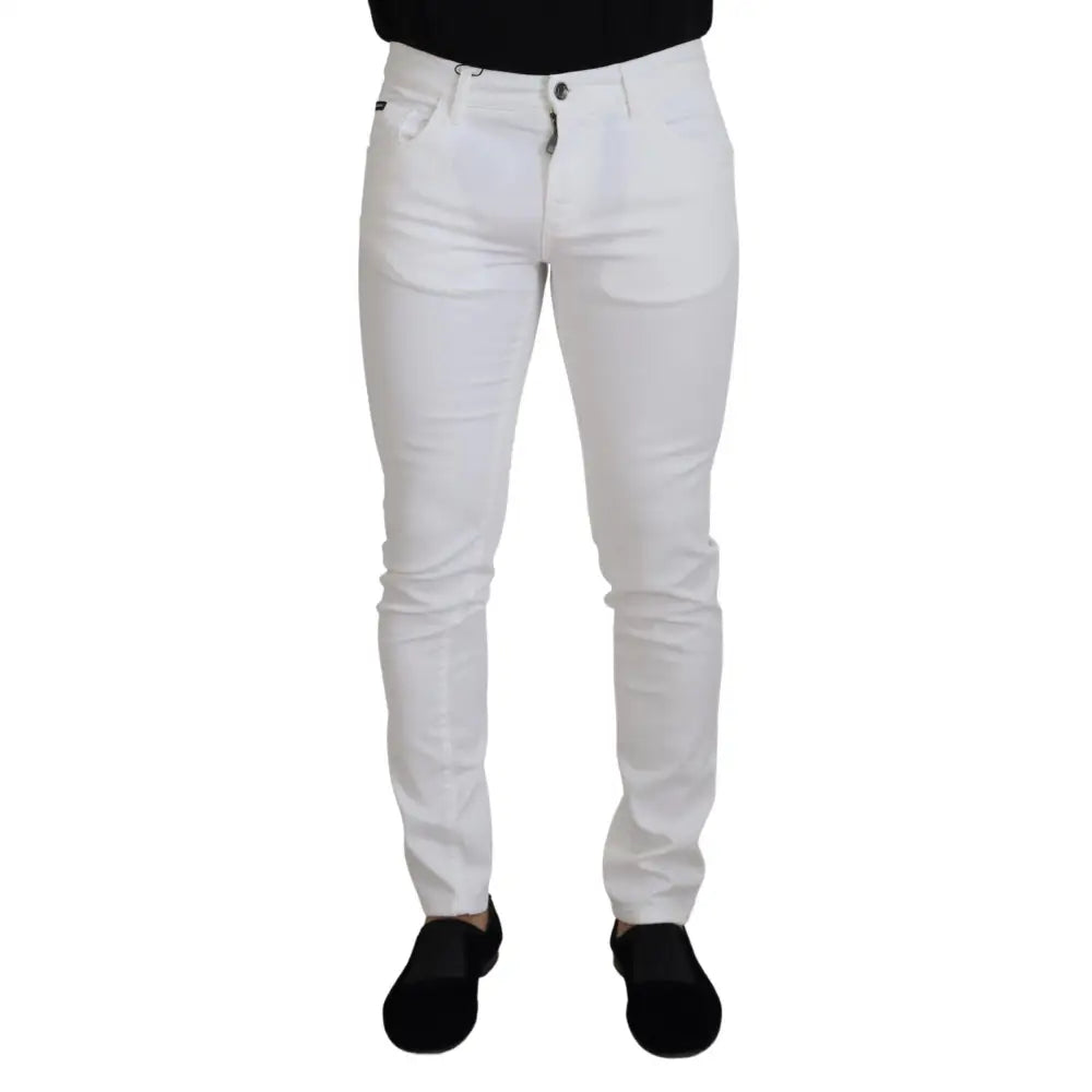 Dolce & Gabbana White Slim Skinny Stretch Cotton Denim Jeans