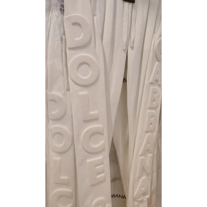 Hvide Dolce & Gabbana sport logo bomuldssweatpants med præget skrift