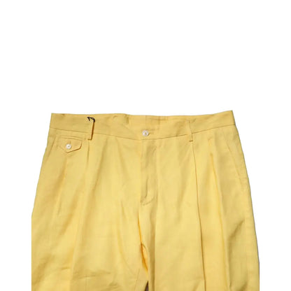 Dolce & Gabbana Yellow Flax Tapered Dress Men Pants