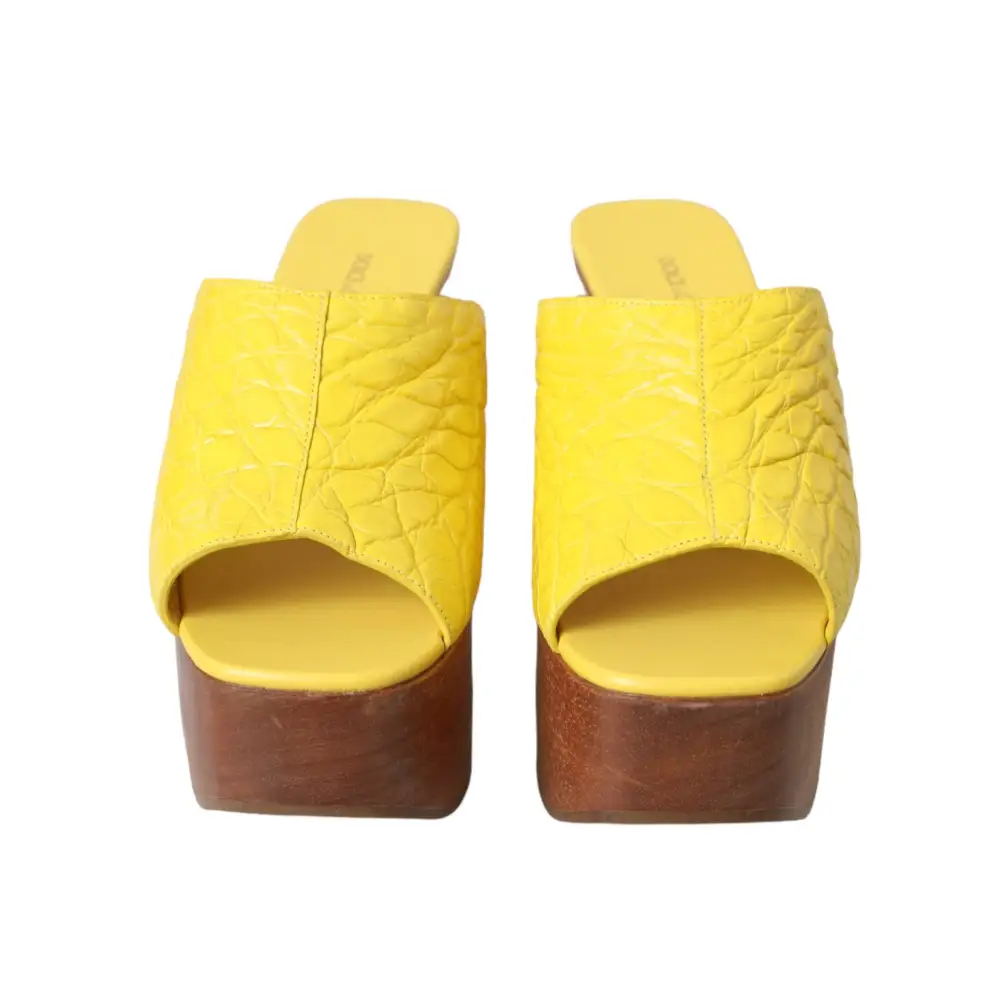 Dolce & Gabbana gule læder træ mule wedge slides bagside