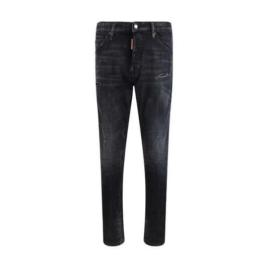 Dsquared² sorte distressed denim jeans i slim fit, 100% originale brands