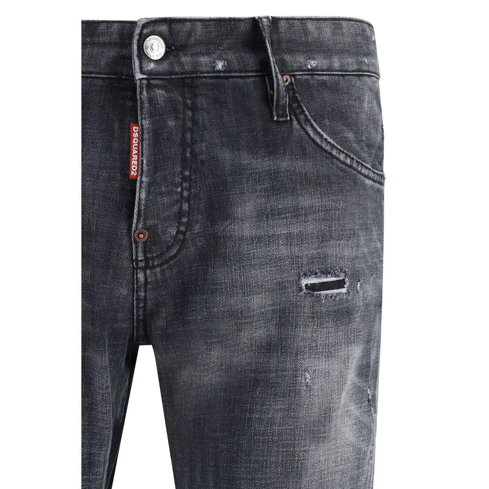 Dsquared² sorte bomuldsjeans slim fit med distressed look