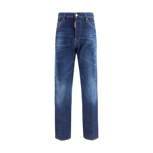 Dsquared² blå bomuldsslim jeans med falmet vask og whiskering