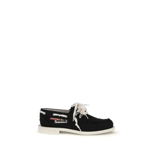 Sorte Dsquared² boat shoes i sort med hvide snører og hvid gummisål