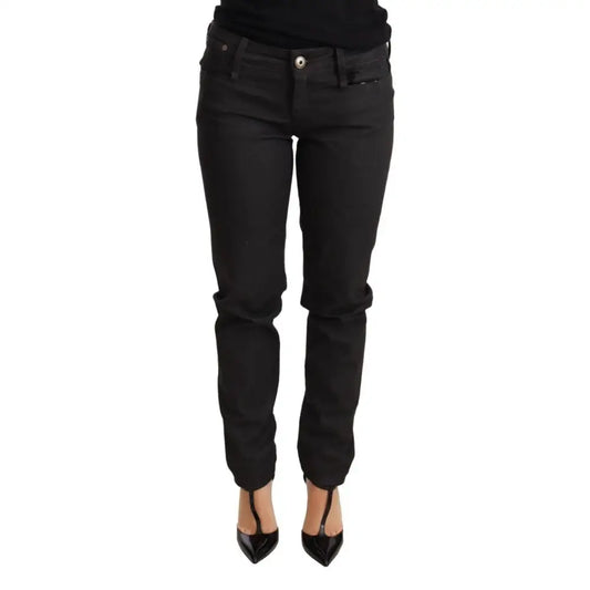 Ermanno Scervino Black Low Waist Skinny Slim Trouser Cotton Jeans