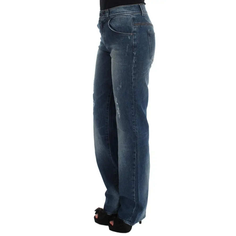 Ermanno Scervino Blue Wash Cotton Blend Slim Fit Jeans