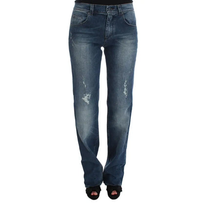 Ermanno Scervino Blue Wash Cotton Blend Slim Fit Jeans
