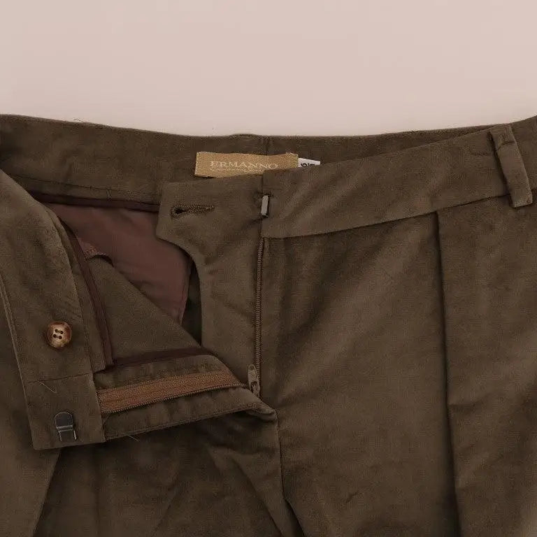 Ermanno Scervino Brown Velvet Bermuda Shorts