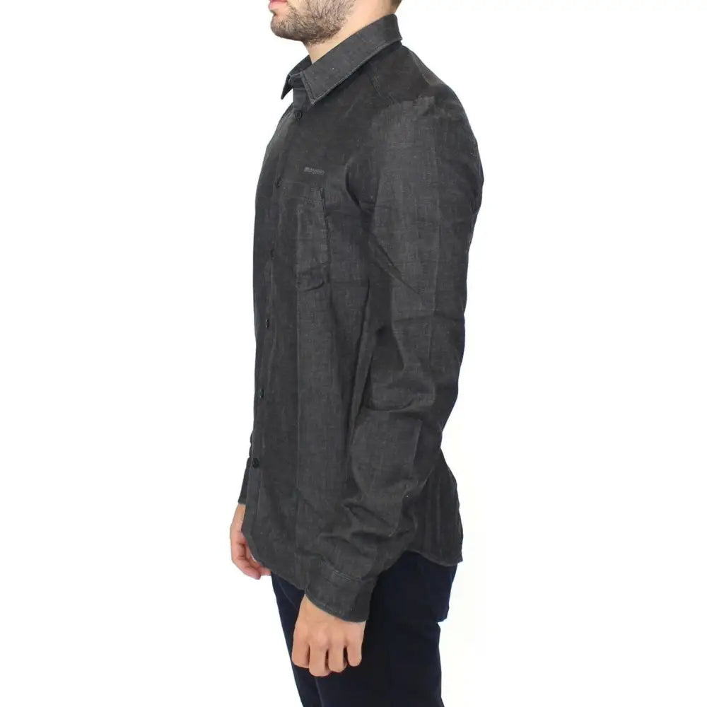 Ermanno Scervino Denim Jeans Cotton Casual Gray Stretch Shirt